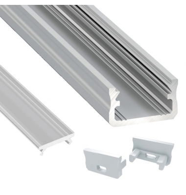 Perfil Aluminio de 2 metros, Superficie Evo, Tiras LED máximo 12mm