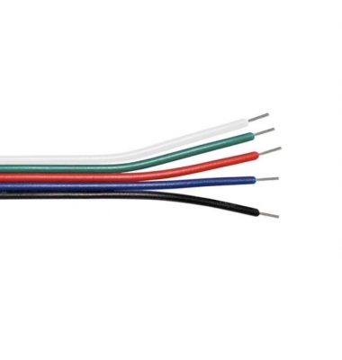 Cable Eléctrico Azul, Rojo, Verde, Negro, Blanco, 5 Pin, Calibre 20AWG. 1 metro