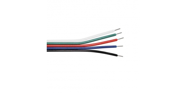 Cable Eléctrico Azul, Rojo, Verde, Negro, Blanco, 5 Pin, Calibre 20AWG. 1 metro