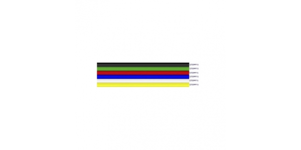 Cable Eléctrico Amarillo, Azul, Rojo, Verde, Negro, Blanco, 6 Pin, Calibre 20AWG. 1 metro