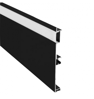 Perfil Aluminio SKIRT de 2 metros, Negro Mate, Para Zócalos, Máximo Tiras de 10mm