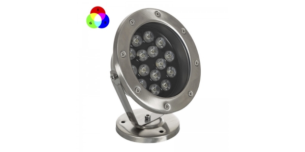 Foco Sumergible LED RGB BRIDGELUX IP68 FONTAIN 15W - 24V. Ángulo 30º