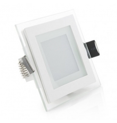 Foco Panel Cristal LED Cuadrado 6W. 450 Lm. Blanco Natural de 4000k, Ángulo 120º