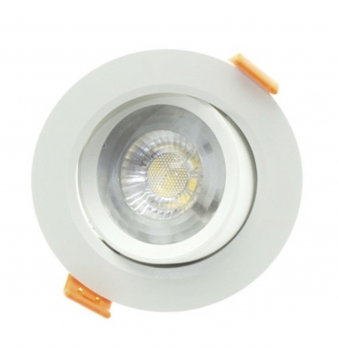 Foco Empotrar Orientable LED, Roof, Redondo, Blanco, 7W. 620Lm. Blanco Cálido, Ángulo 40º
