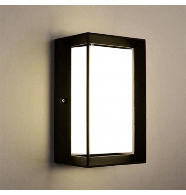 Aplique Pared Rectangular Exterior e Interior LED. Color Negro. 1*E27. IP54