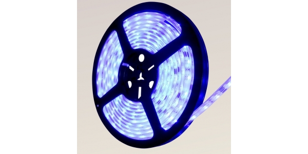Tira LED Azul 14,4W x metro.12VDC, SMD5050. Rollo 5 metros. 60 LEDs/metro. Uso Interior y Espacios Húmedos - IP55