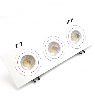 Foco Empotrable Basculante Spot 3 luces Blanco. Para Bombillas LED GU10 y MR16