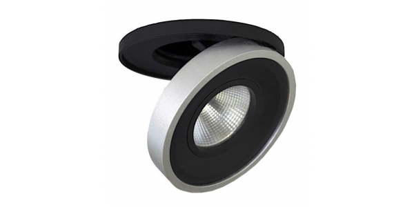 Foco Empotrable LED Dance. 10W. Orientable y Basculante. Blanco Natural. Ángulo 60º. Negro-Plata