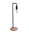 Lámpara de sobremesa SUSHI. Combinación base madera y brazo de metal en negro. Luce Ambiente Design. 1*E14. 140*450mm