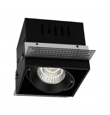 Foco Empotrar LED Box, Negro, 10W. Orientable, Blanco Cálido de 3000k. Ángulo 60º