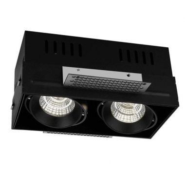 Foco Empotrable LED Box, Negro, 2*10W. Orientable, Ángulo 60º