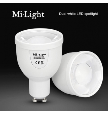Bombilla LED GU10, Mi-Light, Control Remoto, WiFi, 5W, Ángulo 30º. Temperatura Color Ajustable y Brillo Regulable