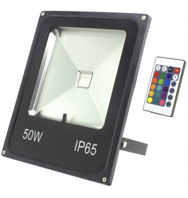 Foco Proyector RGB Ninbo, LED Epistar 50W. Exterior, IP65, Con Mando RGB