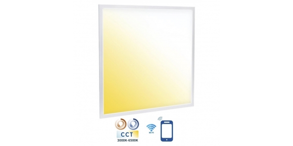 Panel LED 60x60cm, 32W, CCT, Smart WiFi Regulable y Seleccionable. Marco Blanco