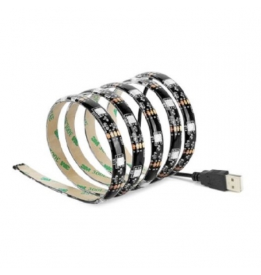 Tira LED 7.2W/m. USB, 5VDC, SMD5050. 30 LEDs/m. IP44, 1 metro