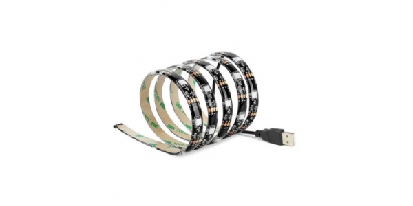 Tira LED 7.2W/m. USB, 5VDC, SMD5050. 30 LEDs/m. IP44, 1 metro