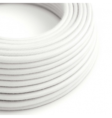 Cable Eléctrico Redondo Textil Algodón Blanco Sólido. 1 metro