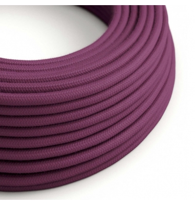Cable Eléctrico Redondo Textil Algodón Rojo Violeta Sólido. 1 metro