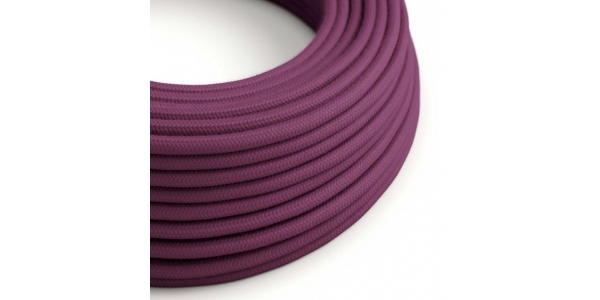 Cable Eléctrico Redondo Textil Algodón Rojo Violeta Sólido. 1 metro